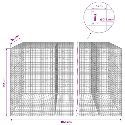 vidaXL Gabion with 3.5 mm Wire and 5x5 cm Mesh 1150x100x150 cm 6