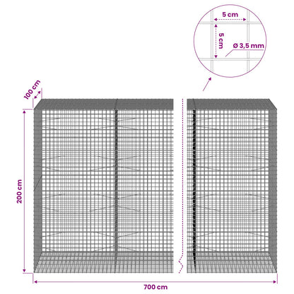 vidaXL Gabion with 3.5 mm Wire and 5x5 cm Mesh 700x100x200 cm 6