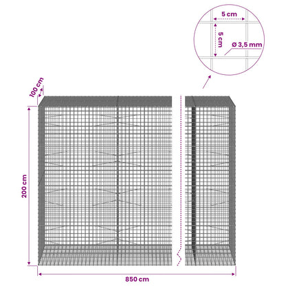 vidaXL Gabion with 3.5 mm Wire and 5x5 cm Mesh 850x100x200 cm 6