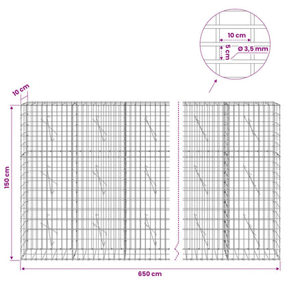 vidaXL Gabion with 3.5 mm Wire and 5x10 cm Mesh 650x10x150 cm 6