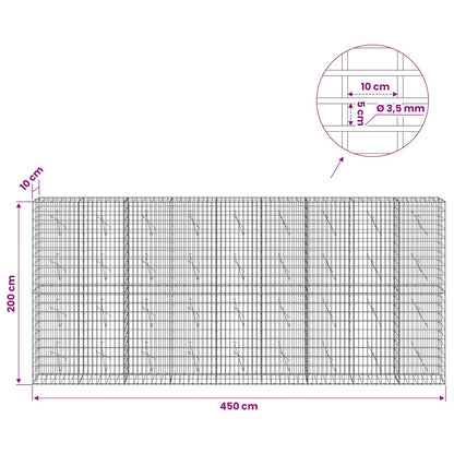 vidaXL Gabion with 3.5 mm Wire and 5x10 cm Mesh 450x10x200 cm 6