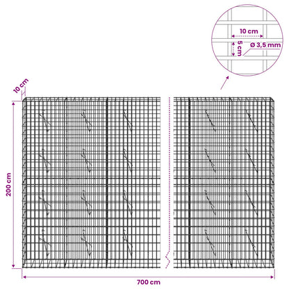 vidaXL Gabion with 3.5 mm Wire and 5x10 cm Mesh 700x10x200 cm 6