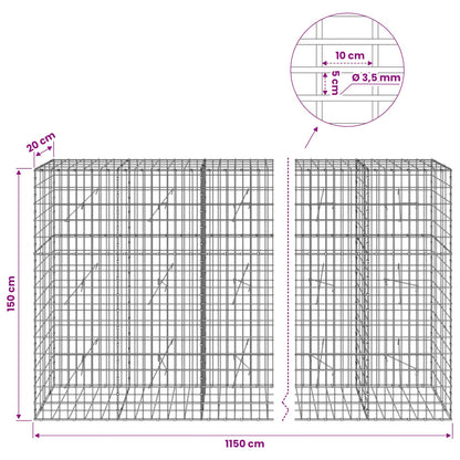 vidaXL Gabion with 3.5 mm Wire and 5x10 cm Mesh 1150x20x150 cm 6