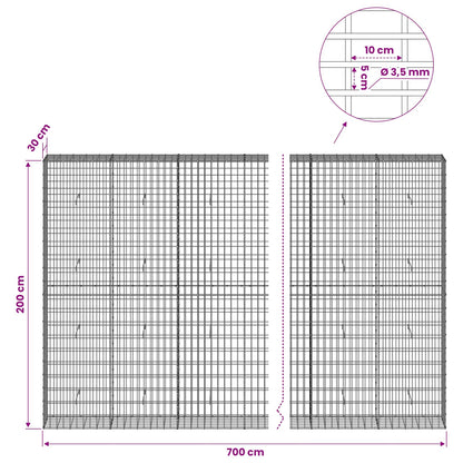 vidaXL Gabion with 3.5 mm Wire and 5x10 cm Mesh 700x30x200 cm 6
