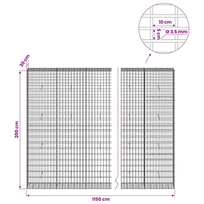 vidaXL Gabion with 3.5 mm Wire and 5x10 cm Mesh 1150x30x200 cm 6