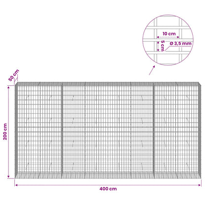 vidaXL Gabion with 3.5 mm Wire and 5x10 cm Mesh 400x50x200 cm 6