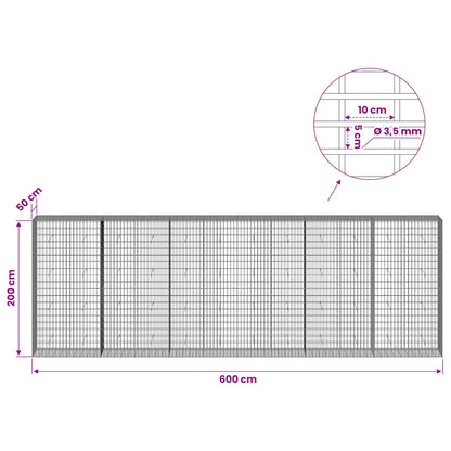 vidaXL Gabion with 3.5 mm Wire and 5x10 cm Mesh 600x50x200 cm 6