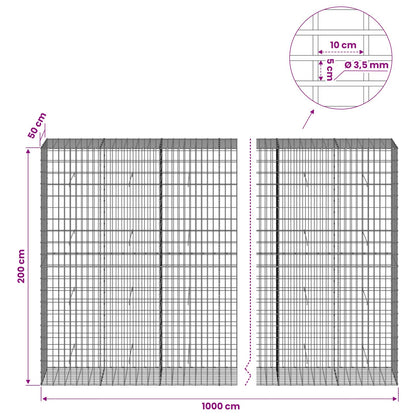vidaXL Gabion with 3.5 mm Wire and 5x10 cm Mesh 1000x50x200 cm 6