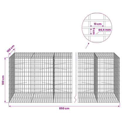 vidaXL Gabion with 3.5 mm Wire and 5x10 cm Mesh 850x100x100 cm 6
