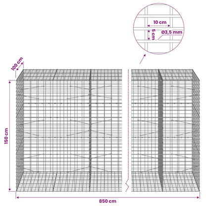 vidaXL Gabion with 3.5 mm Wire and 5x10 cm Mesh 850x100x150 cm 6
