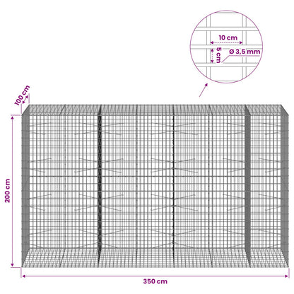 vidaXL Gabion with 3.5 mm Wire and 5x10 cm Mesh 350x100x200 cm 6