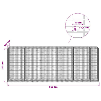 vidaXL Gabion with 3.5 mm Wire and 5x10 cm Mesh 550x100x200 cm 6
