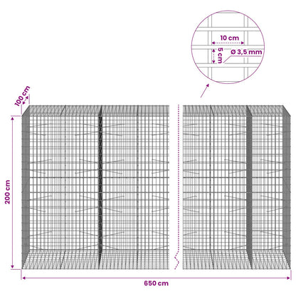 vidaXL Gabion with 3.5 mm Wire and 5x10 cm Mesh 650x100x200 cm 6