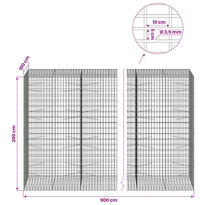 vidaXL Gabion with 3.5 mm Wire and 5x10 cm Mesh 900x100x200 cm 6