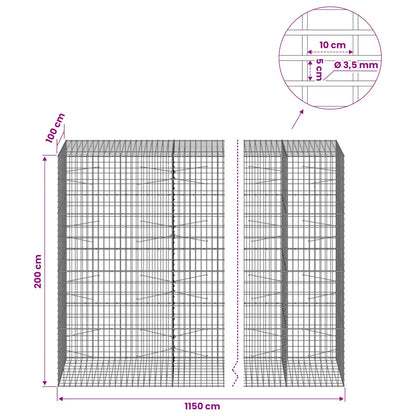 vidaXL Gabion with 3.5 mm Wire and 5x10 cm Mesh 1150x100x200 cm 6