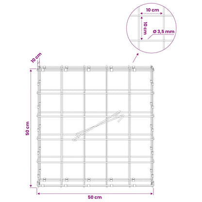 Gabion with 3.5 mm Wire and 10x10 cm Mesh 50x10x50 cm 50 cm