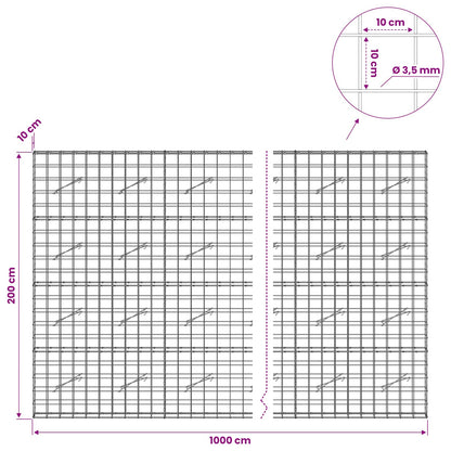 vidaXL Gabion with 3.5 mm Wire and 10x10 cm Mesh 1000x10x200 cm 6
