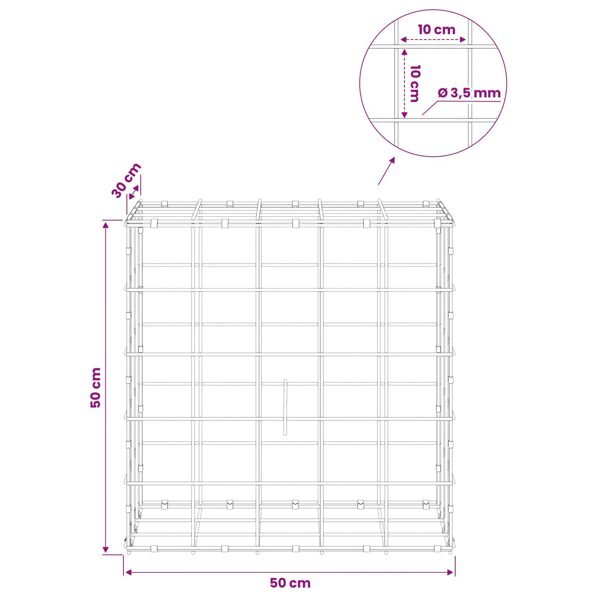 Gabion with 3.5 mm Wire and 10x10 cm Mesh 50x30x50 cm 50 cm