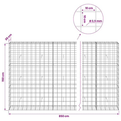 vidaXL Gabion with 3.5 mm Wire and 10x10 cm Mesh 850x30x150 cm 6