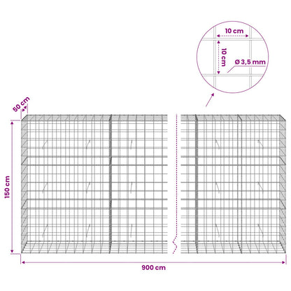 vidaXL Gabion with 3.5 mm Wire and 10x10 cm Mesh 900x50x150 cm 6
