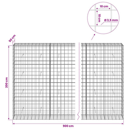 vidaXL Gabion with 3.5 mm Wire and 10x10 cm Mesh 900x50x200 cm 6