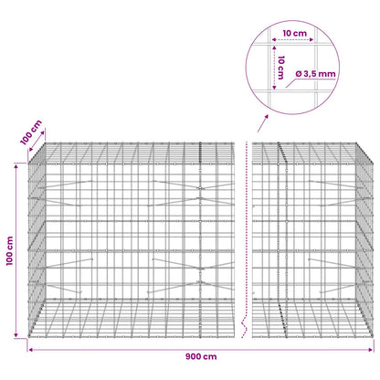 vidaXL Gabion with 3.5 mm Wire and 10x10 cm Mesh 900x100x100 cm 6