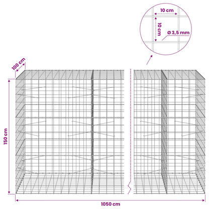 vidaXL Gabion with 3.5 mm Wire and 10x10 cm Mesh 1050x100x150 cm 6