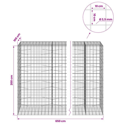 vidaXL Gabion with 3.5 mm Wire and 10x10 cm Mesh 650x100x200 cm 6