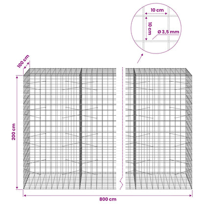 vidaXL Gabion with 3.5 mm Wire and 10x10 cm Mesh 800x100x200 cm 6