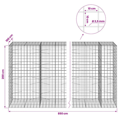 vidaXL Gabion with 3.5 mm Wire and 10x10 cm Mesh 850x100x200 cm 6