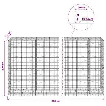 vidaXL Gabion with 3.5 mm Wire and 10x10 cm Mesh 950x100x200 cm 6