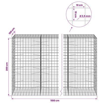 vidaXL Gabion with 3.5 mm Wire and 10x10 cm Mesh 1100x100x200 cm 6