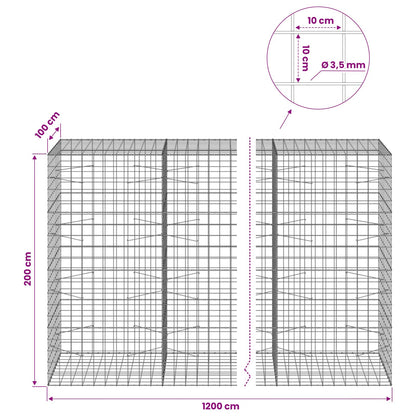 vidaXL Gabion with 3.5 mm Wire and 10x10 cm Mesh 1200x100x200 cm 6