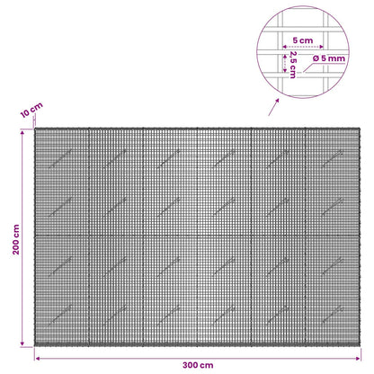 vidaXL Gabion with 5 mm Wire and 5x2.5 cm Mesh 300x10x200 cm 6