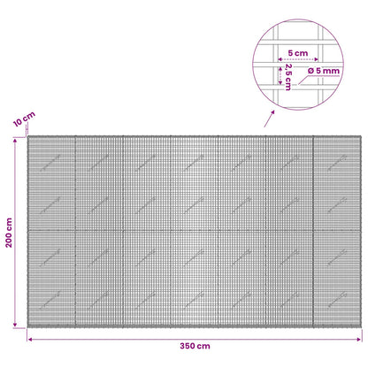 vidaXL Gabion with 5 mm Wire and 5x2.5 cm Mesh 350x10x200 cm 6