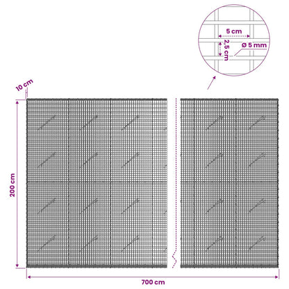 vidaXL Gabion with 5 mm Wire and 5x2.5 cm Mesh 700x10x200 cm 6
