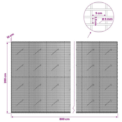vidaXL Gabion with 5 mm Wire and 5x2.5 cm Mesh 800x10x200 cm 6