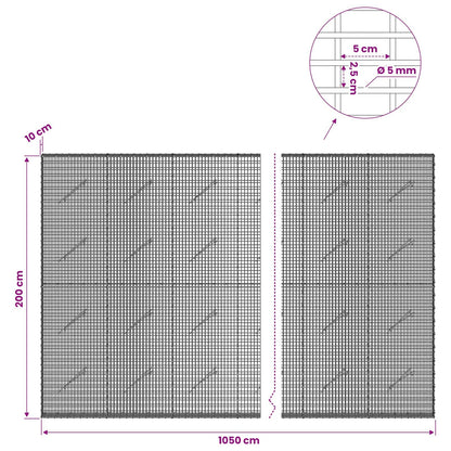 vidaXL Gabion with 5 mm Wire and 5x2.5 cm Mesh 1050x10x200 cm 6
