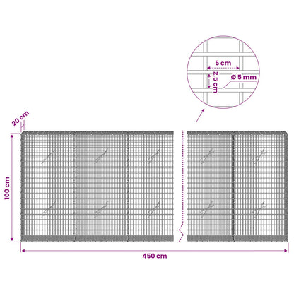 vidaXL Gabion with 5 mm Wire and 5x2.5 cm Mesh 450x20x100 cm 6