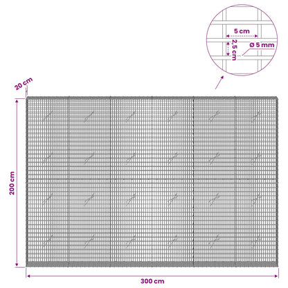vidaXL Gabion with 5 mm Wire and 5x2.5 cm Mesh 300x20x200 cm 6