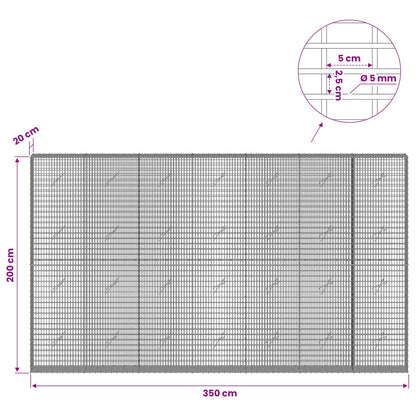 vidaXL Gabion with 5 mm Wire and 5x2.5 cm Mesh 350x20x200 cm 6