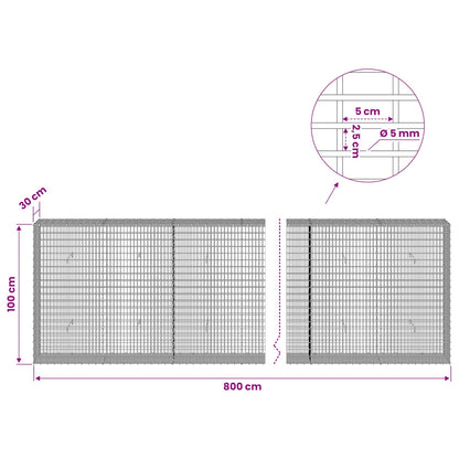vidaXL Gabion with 5 mm Wire and 5x2.5 cm Mesh 800x30x100 cm 6