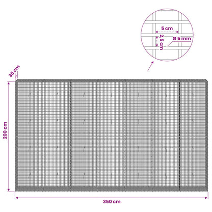 vidaXL Gabion with 5 mm Wire and 5x2.5 cm Mesh 350x30x200 cm 6