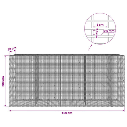 vidaXL Gabion with 5 mm Wire and 5x2.5 cm Mesh 450x30x200 cm 6