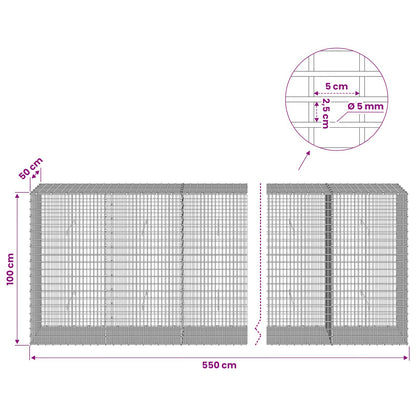 vidaXL Gabion with 5 mm Wire and 5x2.5 cm Mesh 550x50x100 cm 6