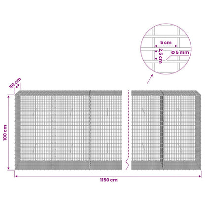 vidaXL Gabion with 5 mm Wire and 5x2.5 cm Mesh 1150x50x100 cm 6