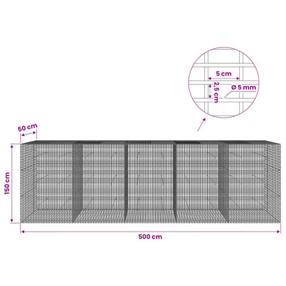 vidaXL Gabion with 5 mm Wire and 5x2.5 cm Mesh 500x50x150 cm 6