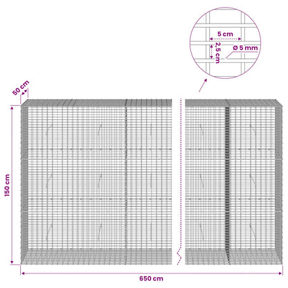 vidaXL Gabion with 5 mm Wire and 5x2.5 cm Mesh 650x50x150 cm 6