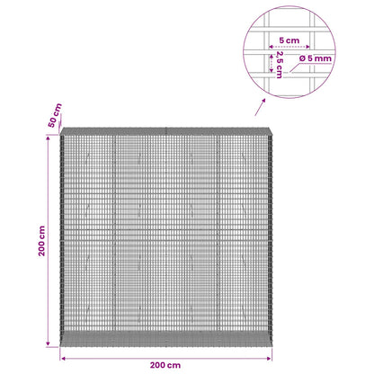 vidaXL Gabion with 5 mm Wire and 5x2.5 cm Mesh 200x50x200 cm 6