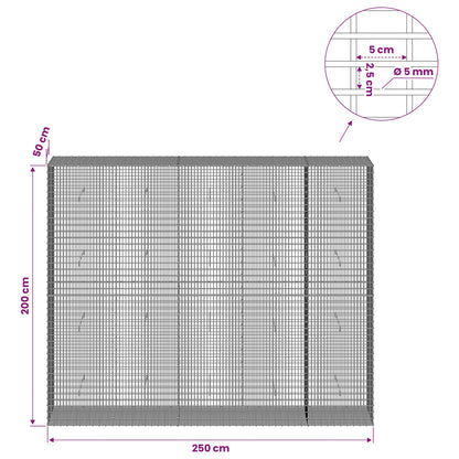 vidaXL Gabion with 5 mm Wire and 5x2.5 cm Mesh 250x50x200 cm 6